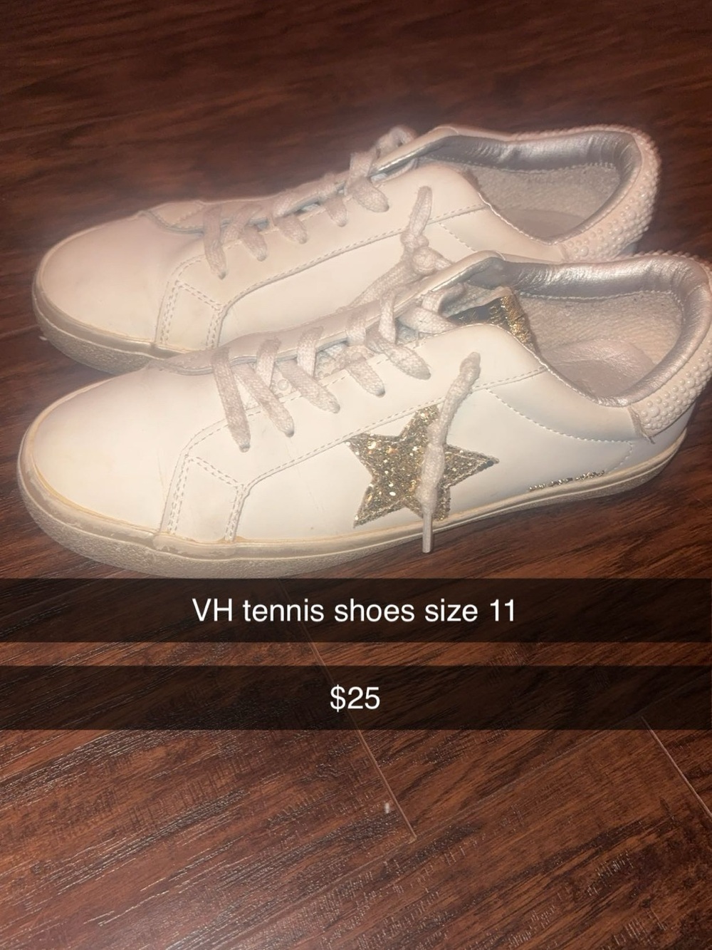 Vintage Havana White Sneakers with Gold Glitter Star